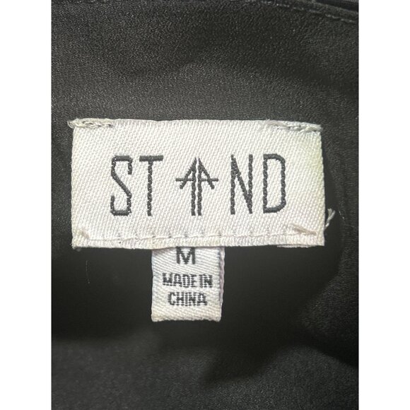 Stand Dress Women's size medium Black & White Striped Midi  Bow Detail Strapless - Picture 4 of 9